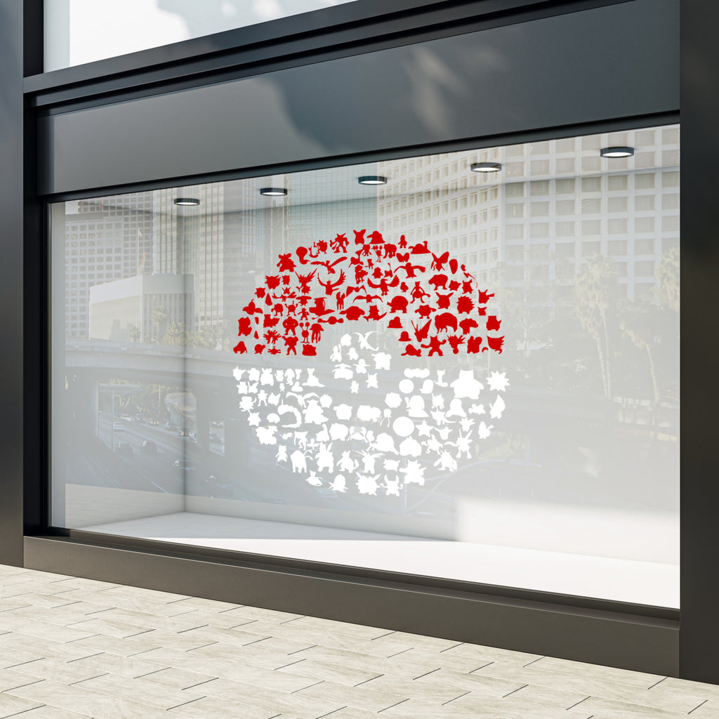 Pokéball Collectors edition Silhouette Vinyl Decal – Original Pokémon Collage Design Wall Sticker