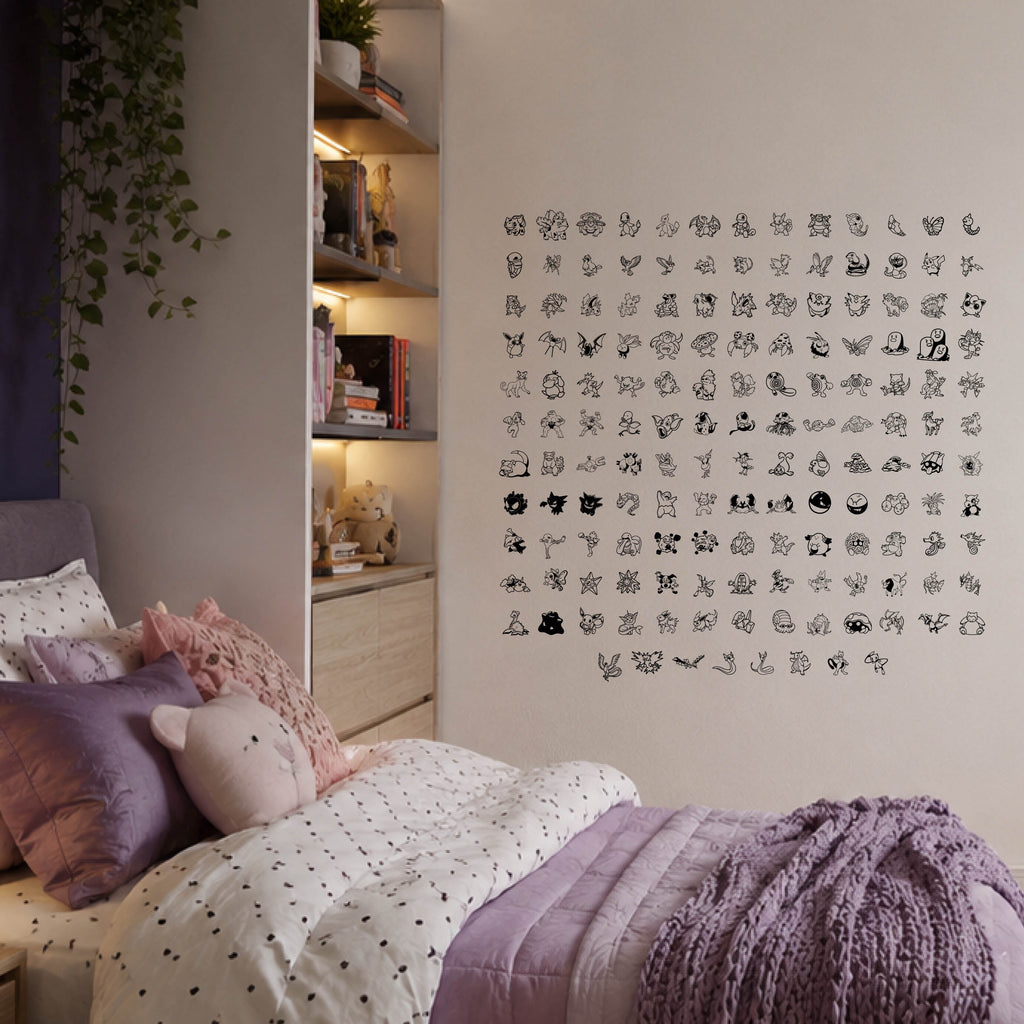 Officially Licensed Pokémon 151 Wall Decal Set – Complete Kanto Pokédex Master Collection