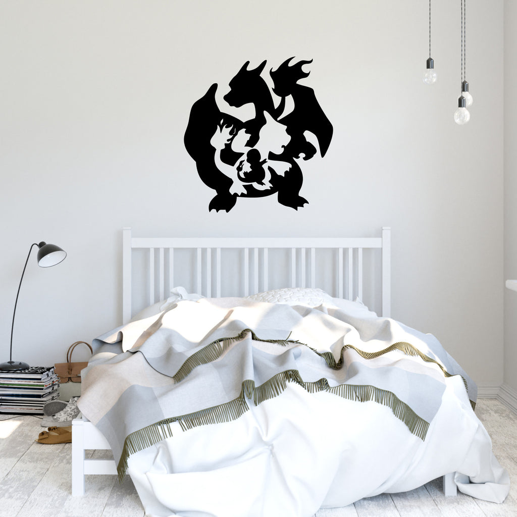 Pokémon Charizard, Charmeleon & Charmander Evolution Vinyl Decal | Official Pokémon Art