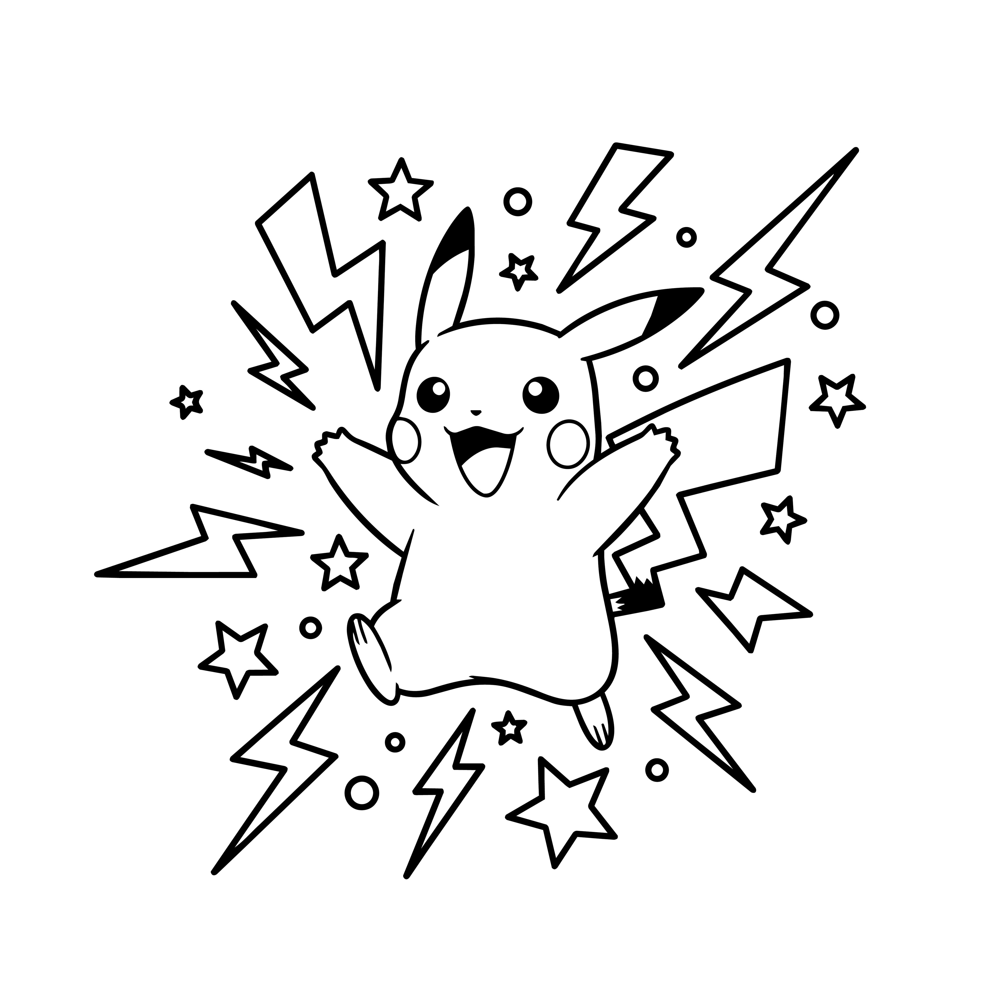 Pikachu Lightning & Stars Vinyl Wall Decal – Pokémon Sticker for Kids’ Bedrooms & Gaming Rooms