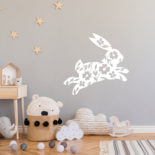 Rabbit made of flowers wall decal sticker