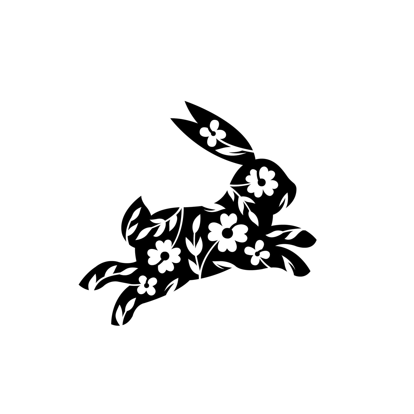 Rabbit made of flowers wall decal sticker design