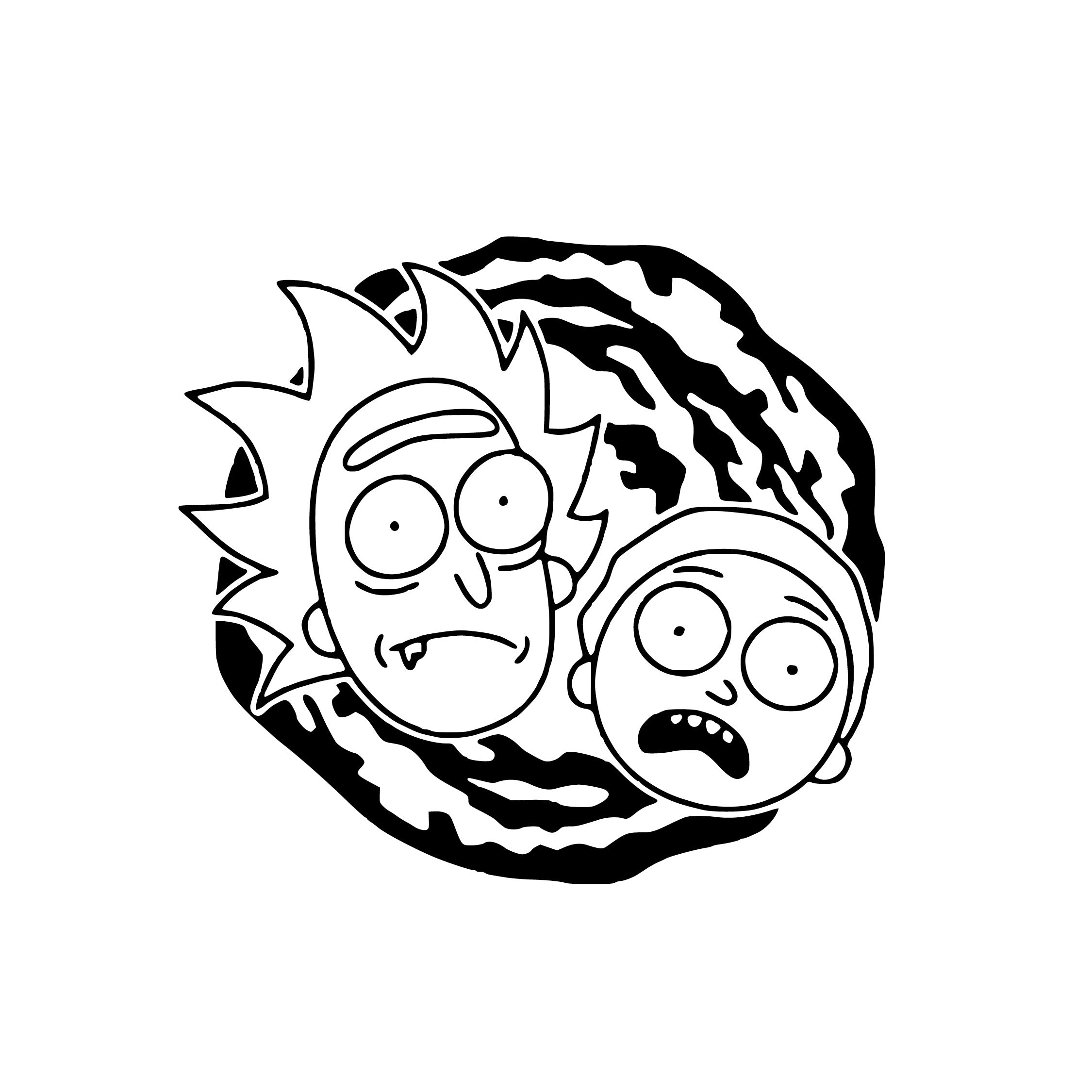 Rick and Morty Faces Over Portal Vinyl Decal | Official Adult Swim Portal Sticker
