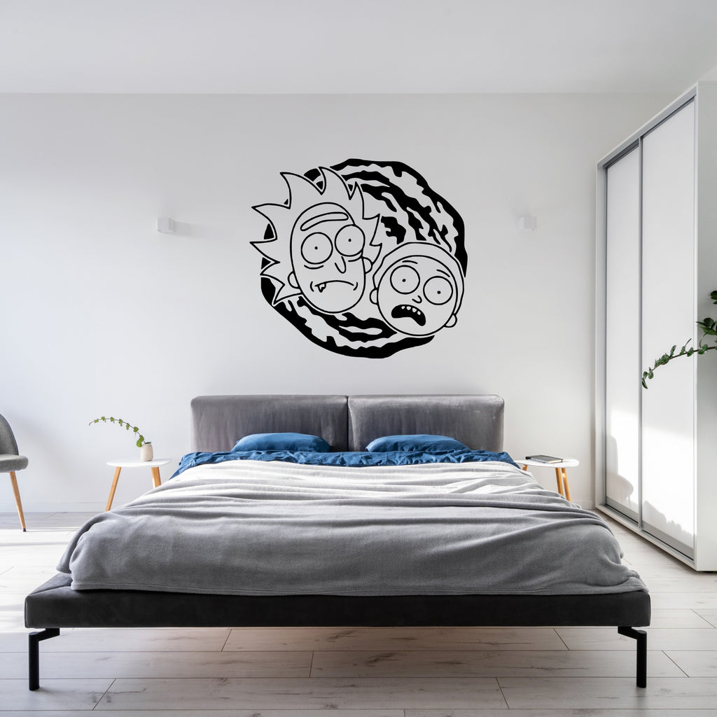 Rick and Morty Faces Over Portal Vinyl Decal | Official Adult Swim Portal Sticker