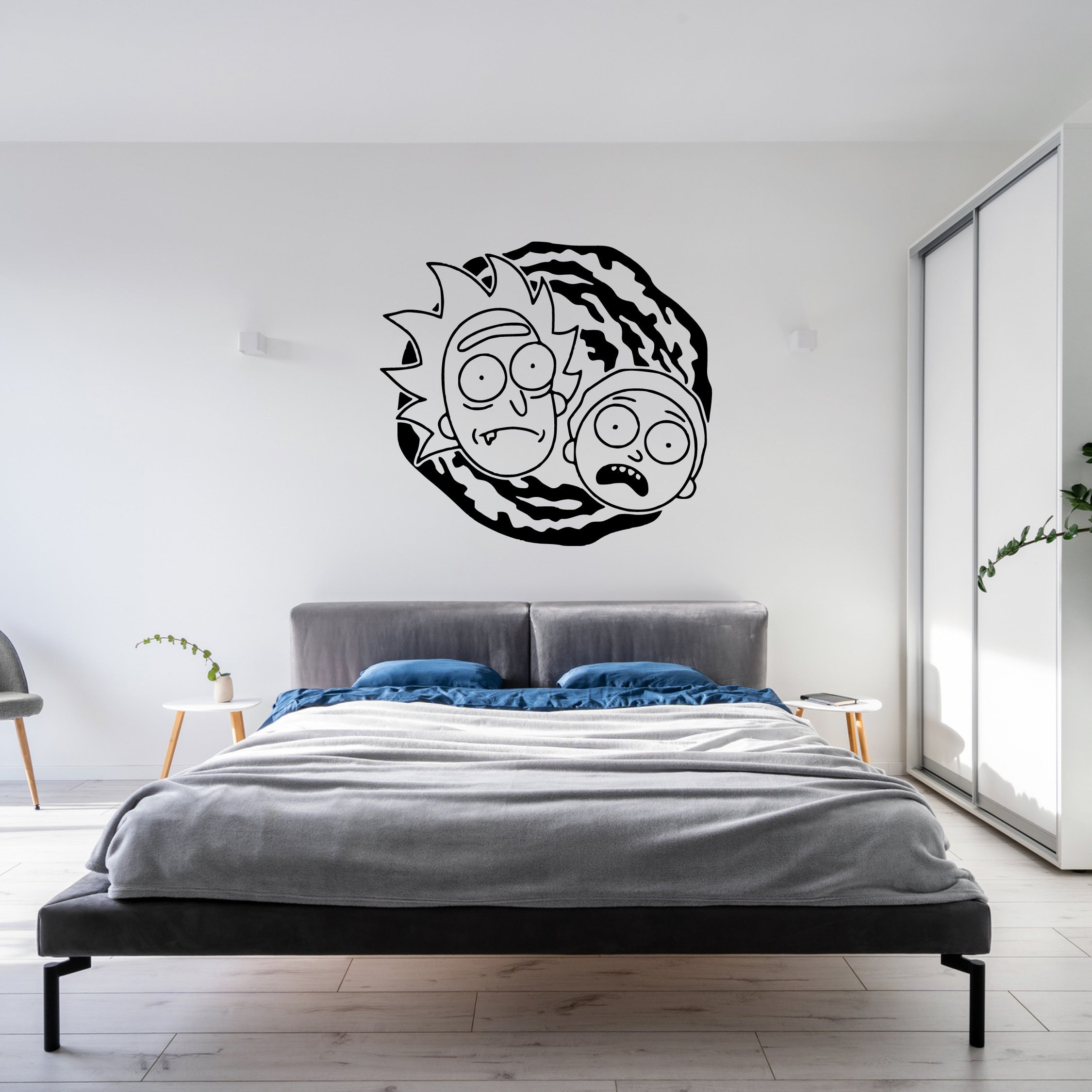 Rick and Morty Faces Over Portal Vinyl Decal | Official Adult Swim Portal Sticker