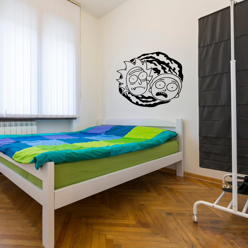 Rick and Morty Faces Over Portal Vinyl Decal | Official Adult Swim Portal Sticker