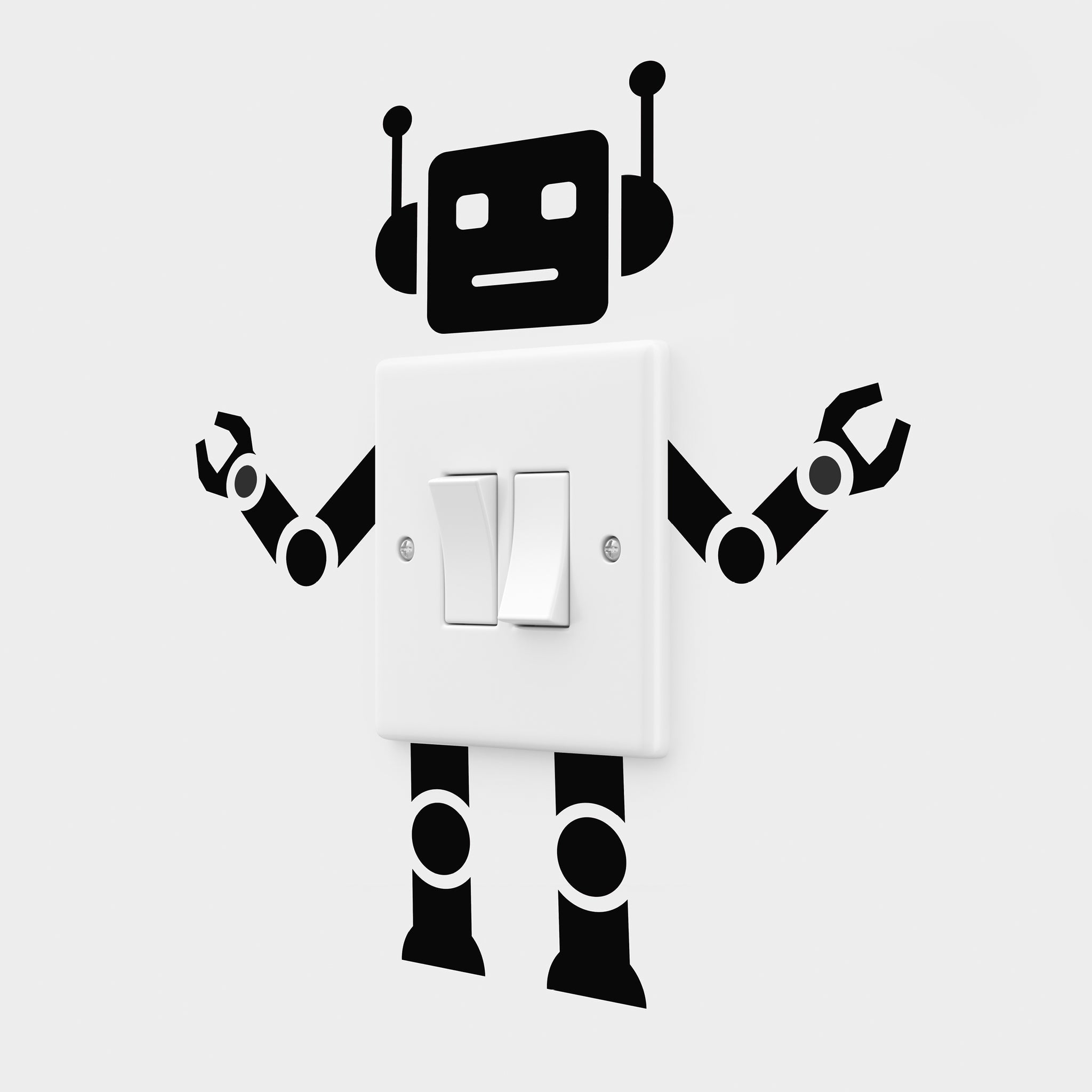 Robot Lightswitch kids bedroom Wall Decal Sticker black