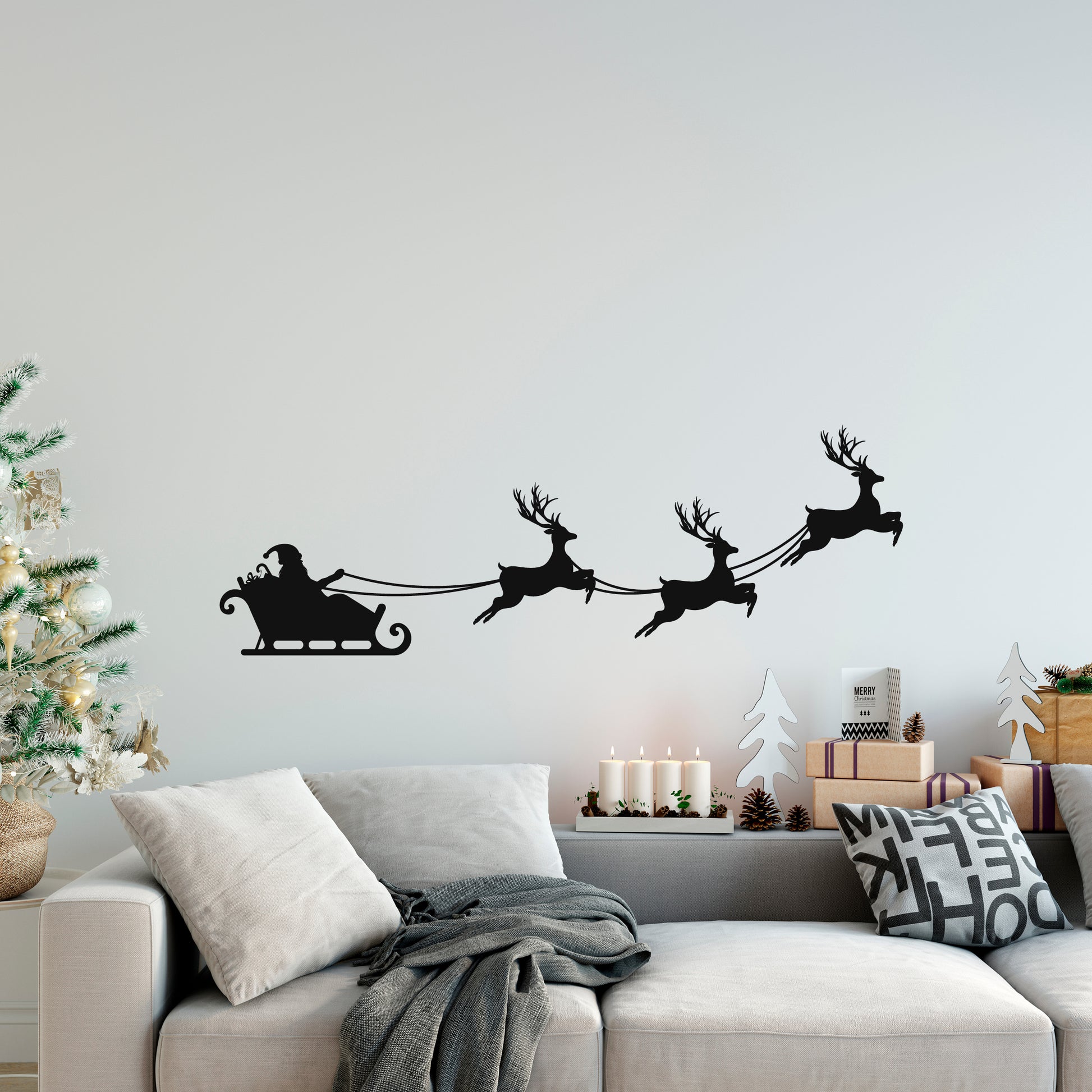 Santa and his Sleigh decal wall sticker