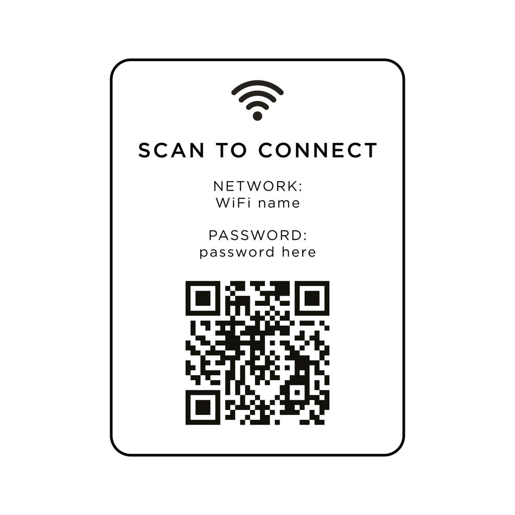 Personalised WiFi QR Code Sign Sticker – Scan to Connect Decal for Hotels, Shops, Cafés & Businesses