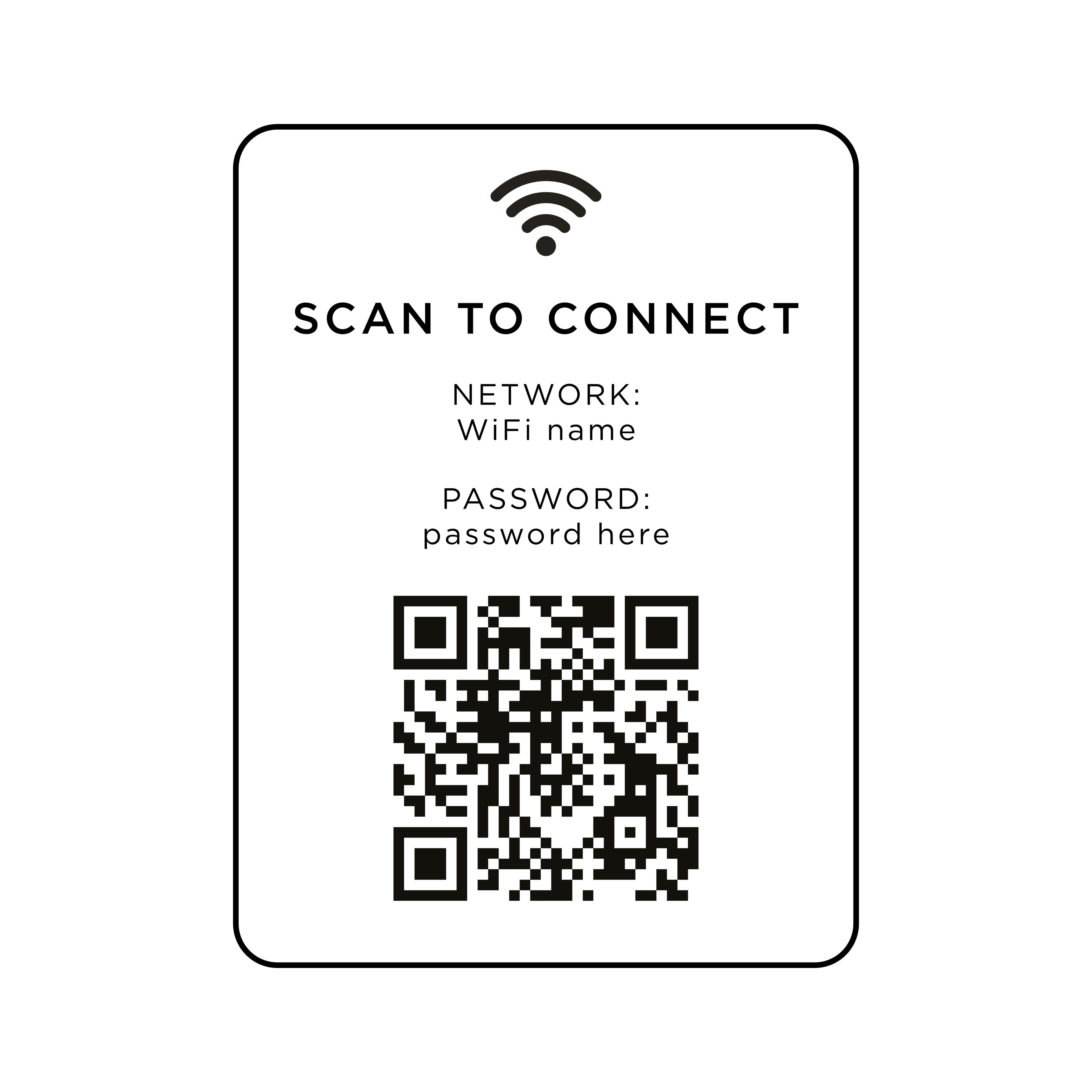 Personalised WiFi QR Code Sign Sticker – Scan to Connect Decal for Hotels, Shops, Cafés & Businesses