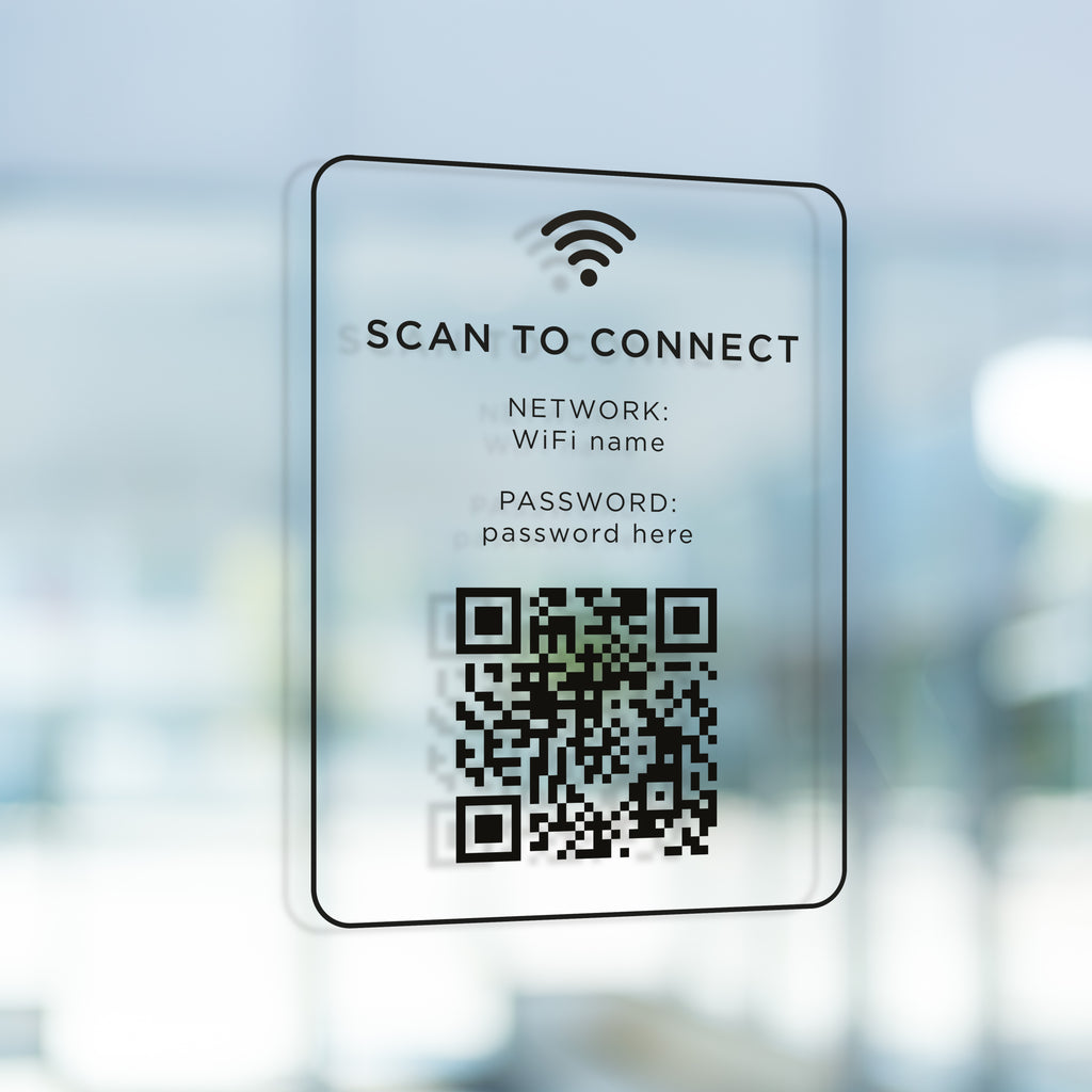 Personalised WiFi QR Code Sign Sticker – Scan to Connect Decal for Hotels, Shops, Cafés & Businesses