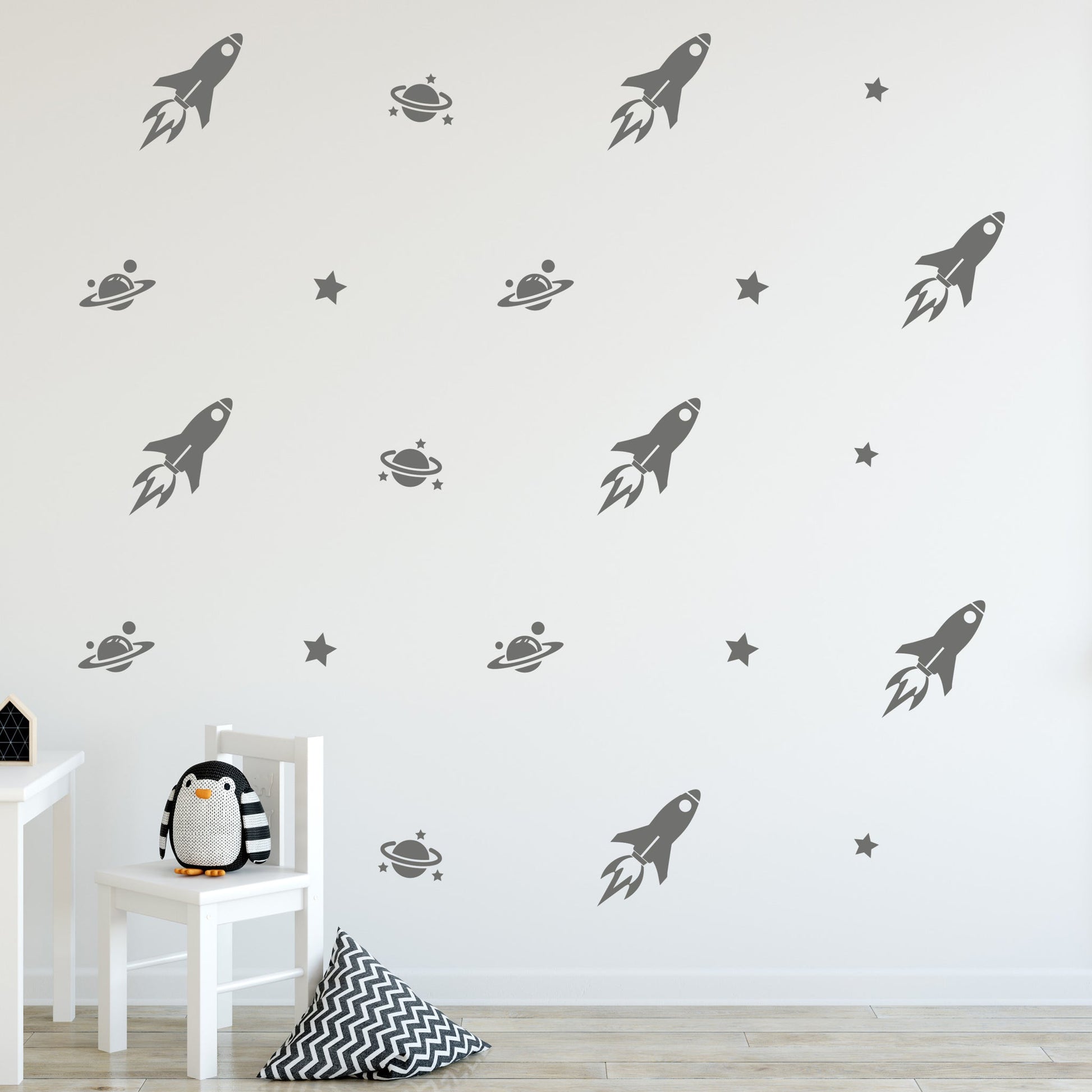 Spaceship Galaxy pattern Wall Decal stickers grey