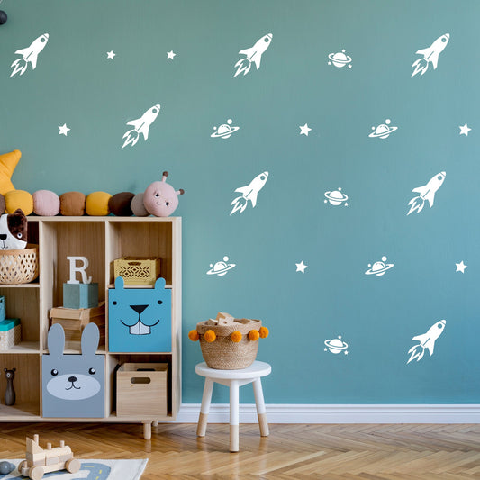 Spaceship Galaxy pattern Wall Decal stickers
