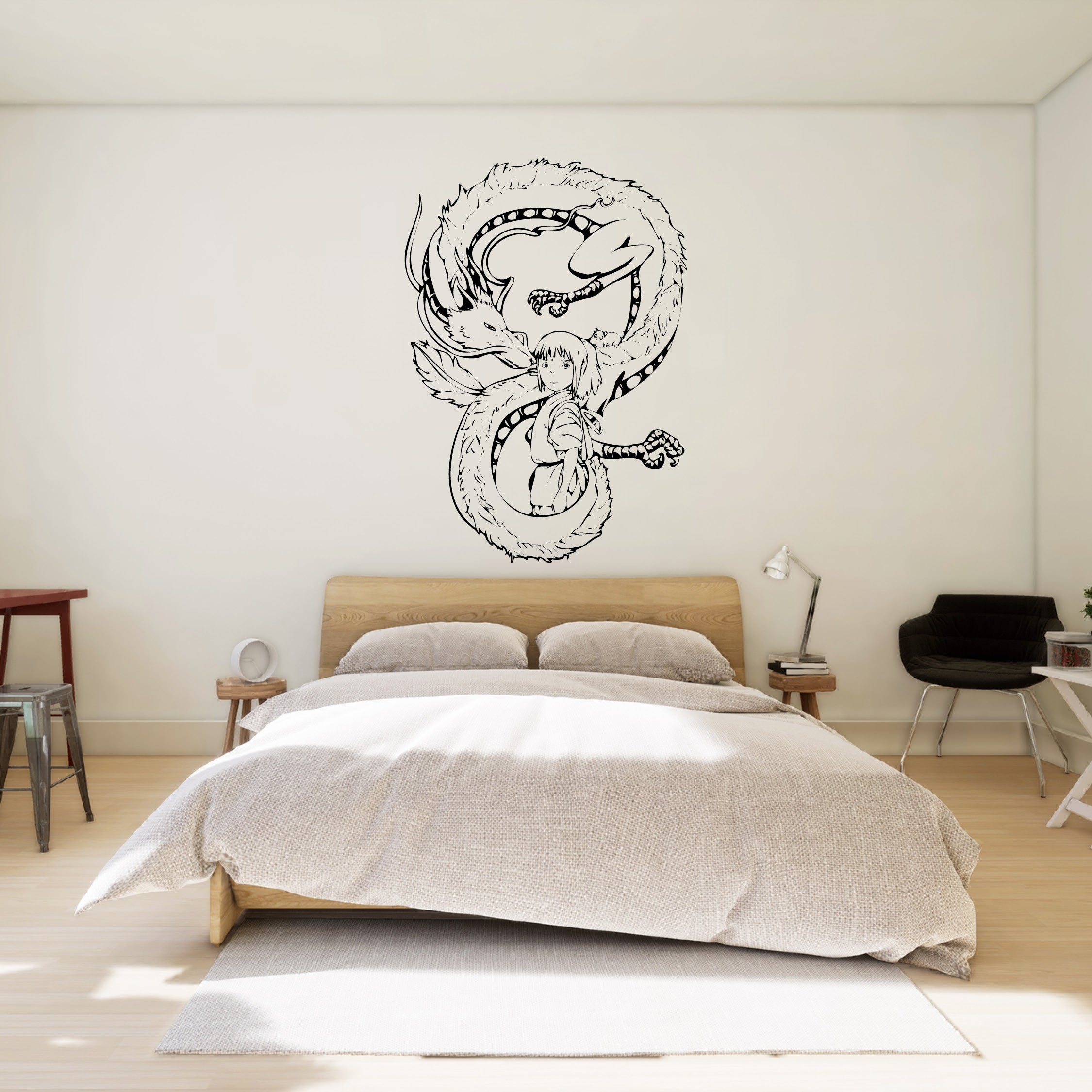 Spirited Away Haku Spirit Dragon & Chihiro Vinyl Wall Decal – Large Limited Edition Studio Ghibli Artwork