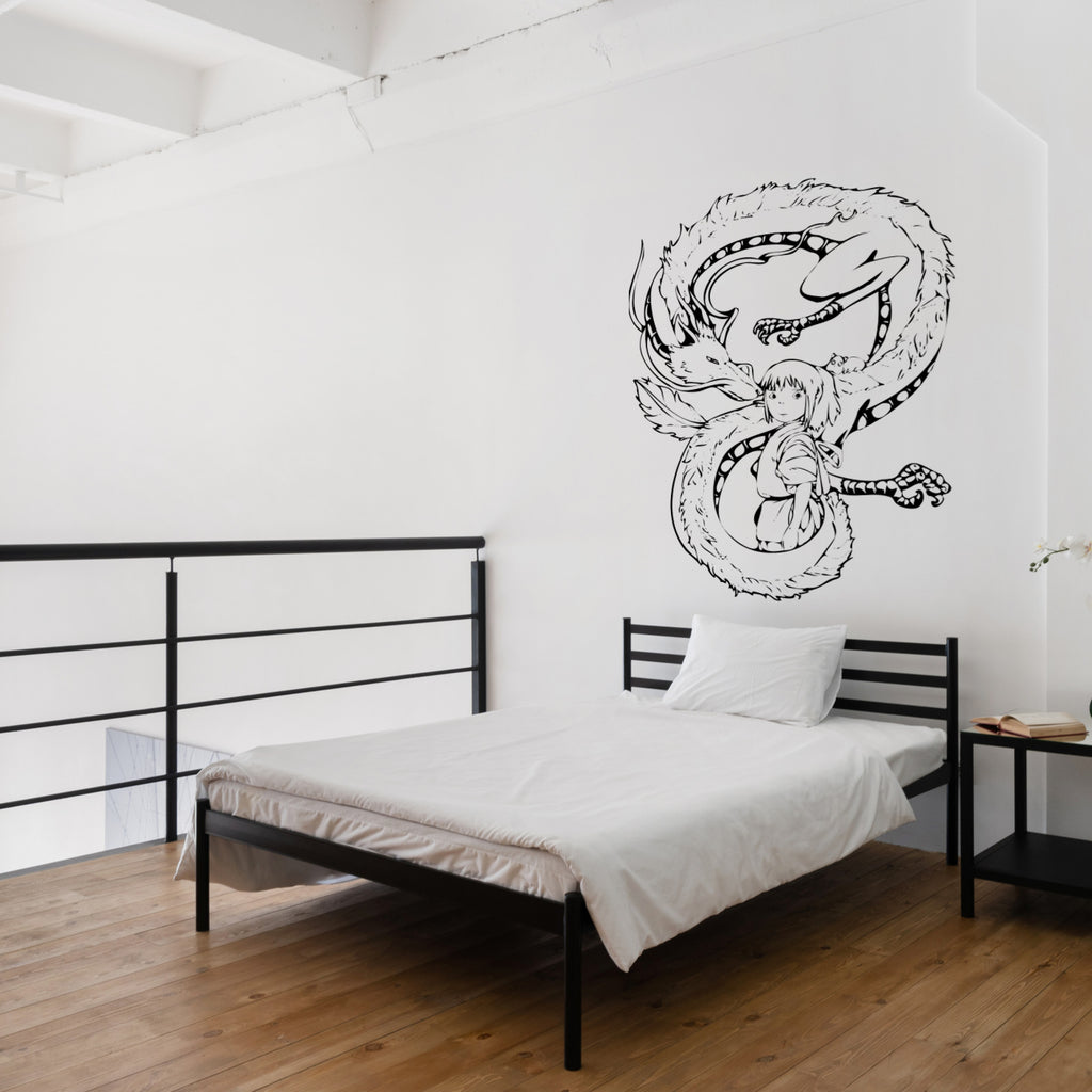 Spirited Away Haku Spirit Dragon & Chihiro Vinyl Wall Decal – Large Limited Edition Studio Ghibli Artwork