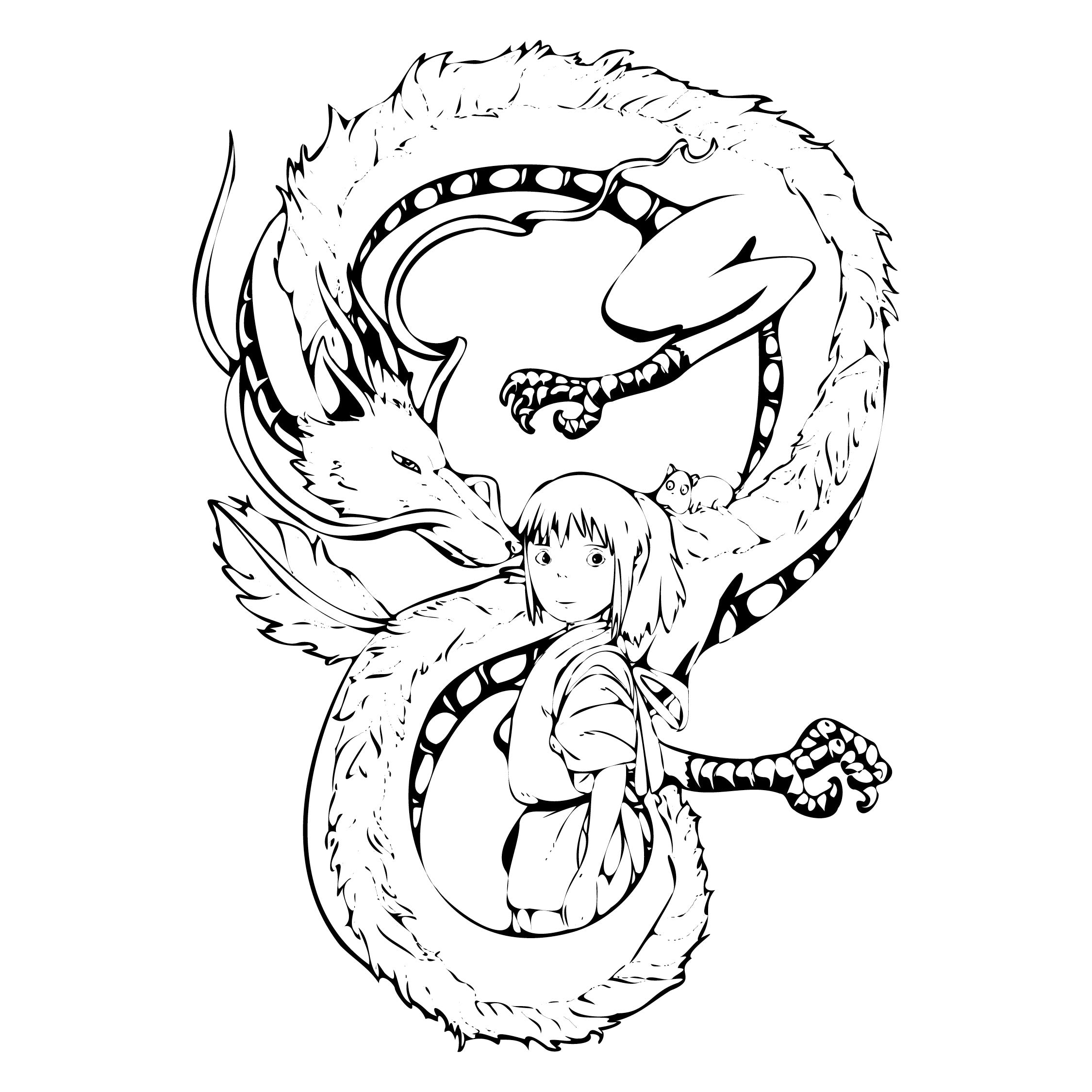 Spirited Away Haku Spirit Dragon & Chihiro Vinyl Wall Decal – Large Limited Edition Studio Ghibli Artwork