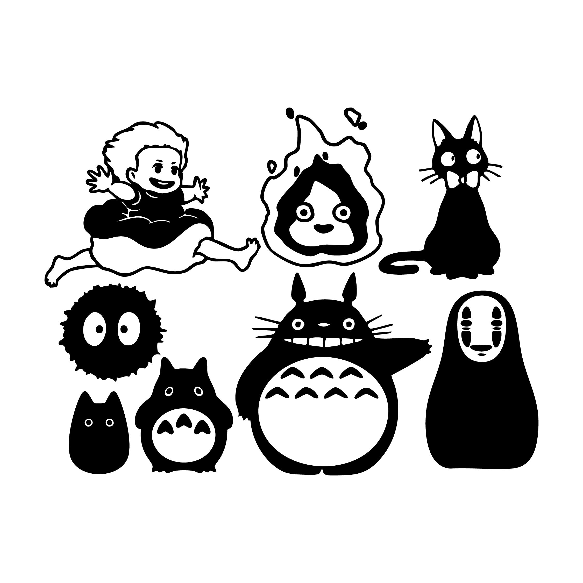 Studio Ghibli Vinyl Decal Set – Totoro, Ponyo, Calcifer & More Anime Character Stickers