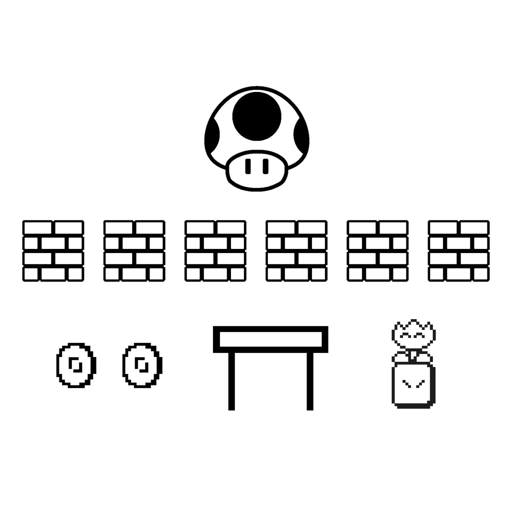 Super Mario Wall Decal Stickers for Kids bedroom Games Room