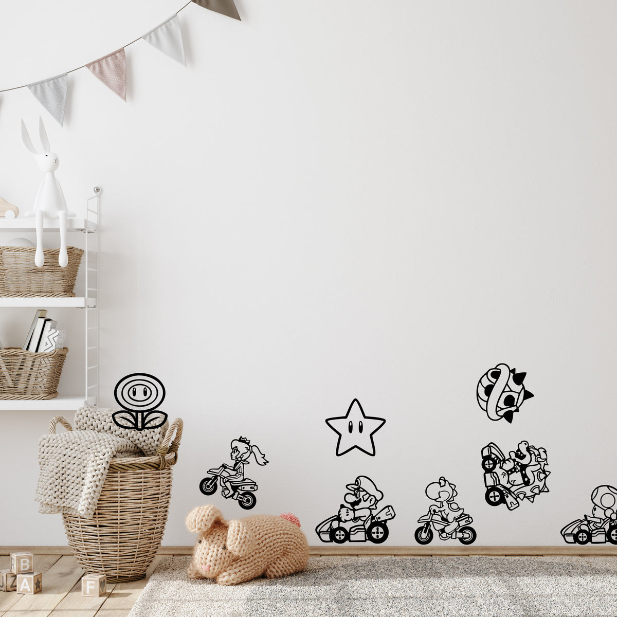 Super Mario Kart Vinyl Decal Pack – 6 Characters & 10 Power-Up Sticker ...
