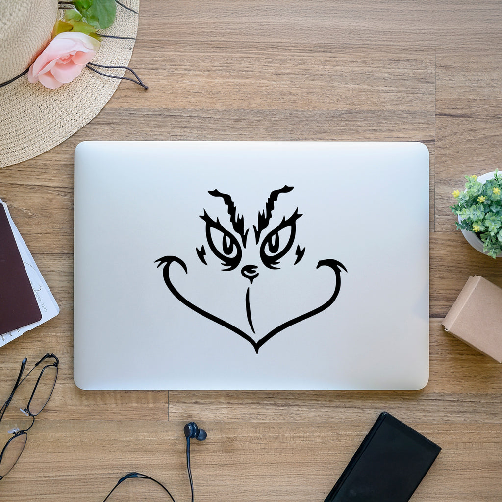 The Grinch Face Wall Decal – Christmas Vinyl Sticker for Windows, Doors & Holiday Decorations