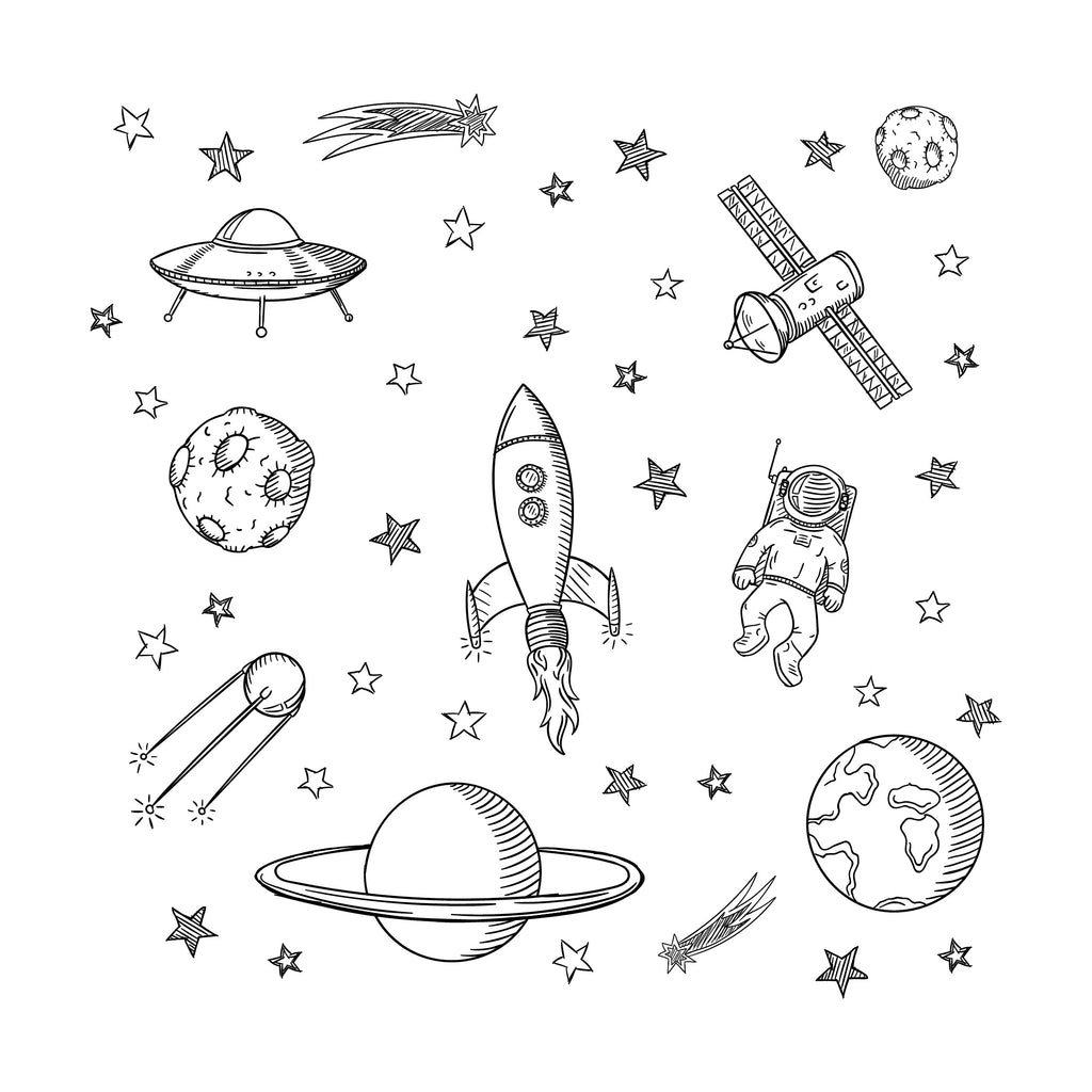 Ultimate Space Wall Decal Sticker Pack for Kids – Planets, Rocket, Astronaut & Stars – Medium to XL Sizes