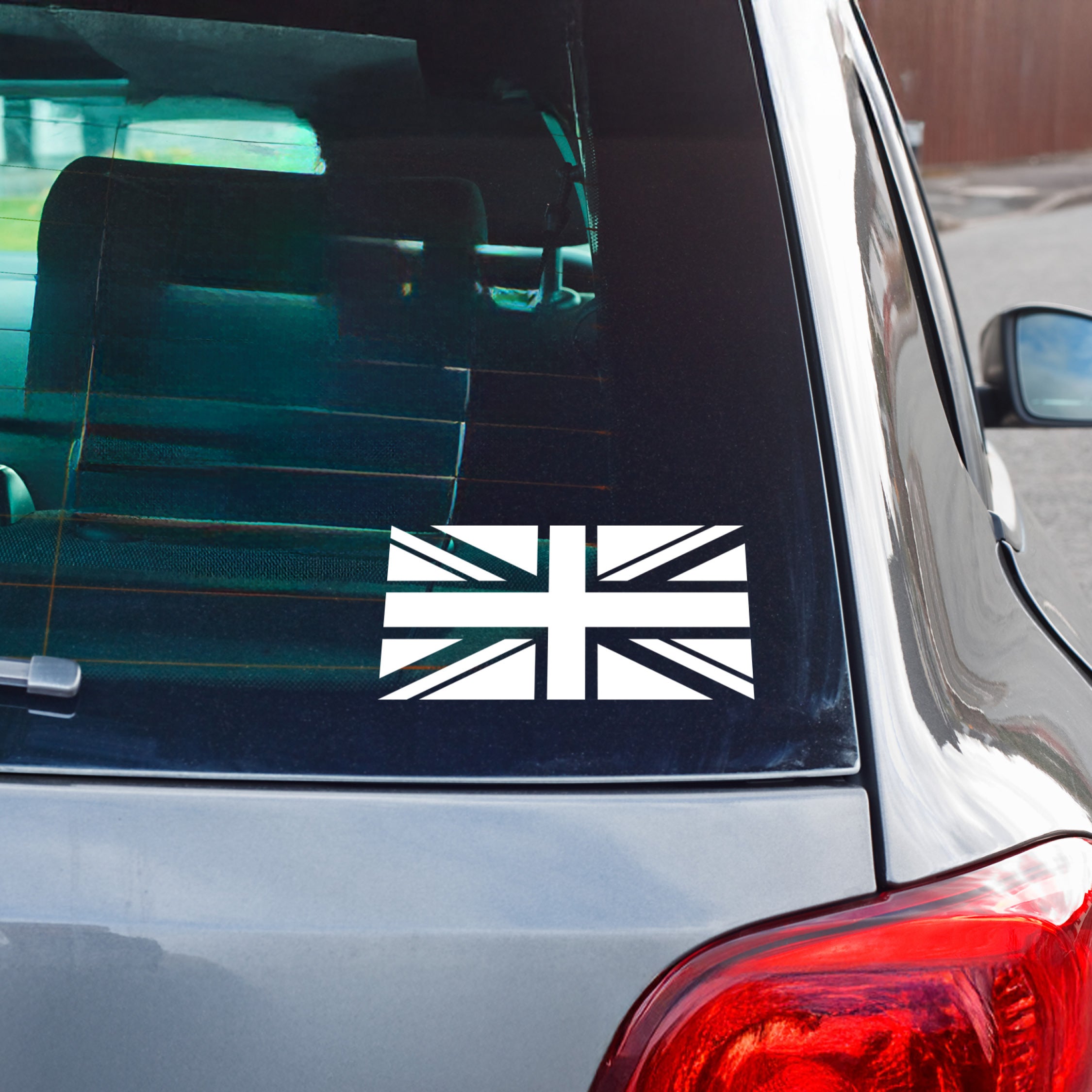 Union Jack Vinyl Decal – Single Colour British Flag Sticker, Patriotic Pride of Britain Car or Window Decal