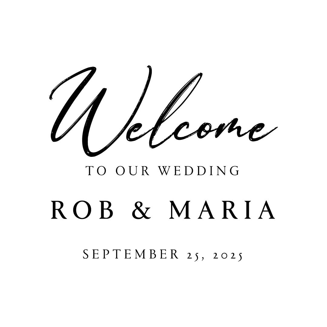 Personalised Wedding Welcome Sign – Custom Vinyl decal with Names & Colours