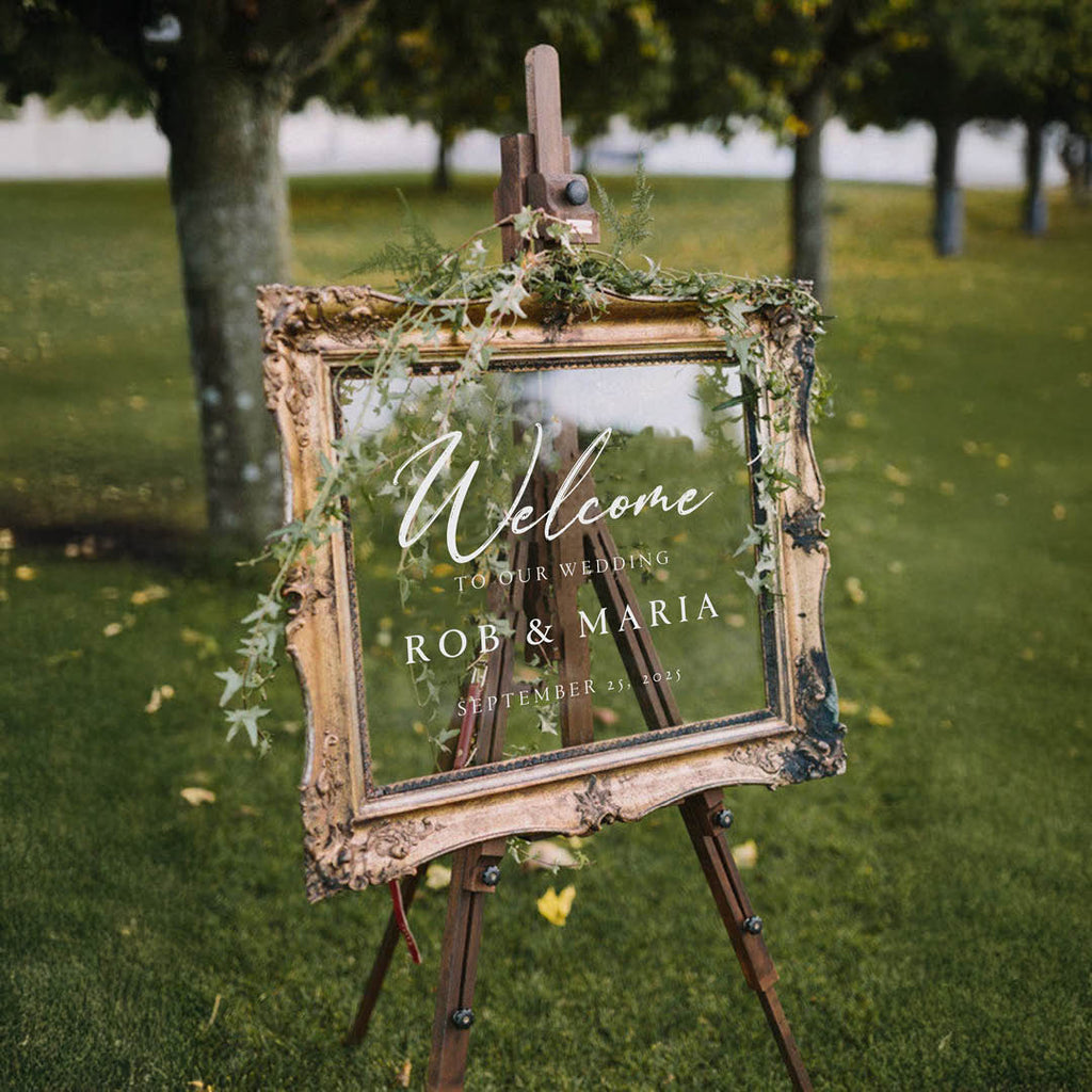 Personalised Wedding Welcome Sign – Custom Vinyl decal with Names & Colours