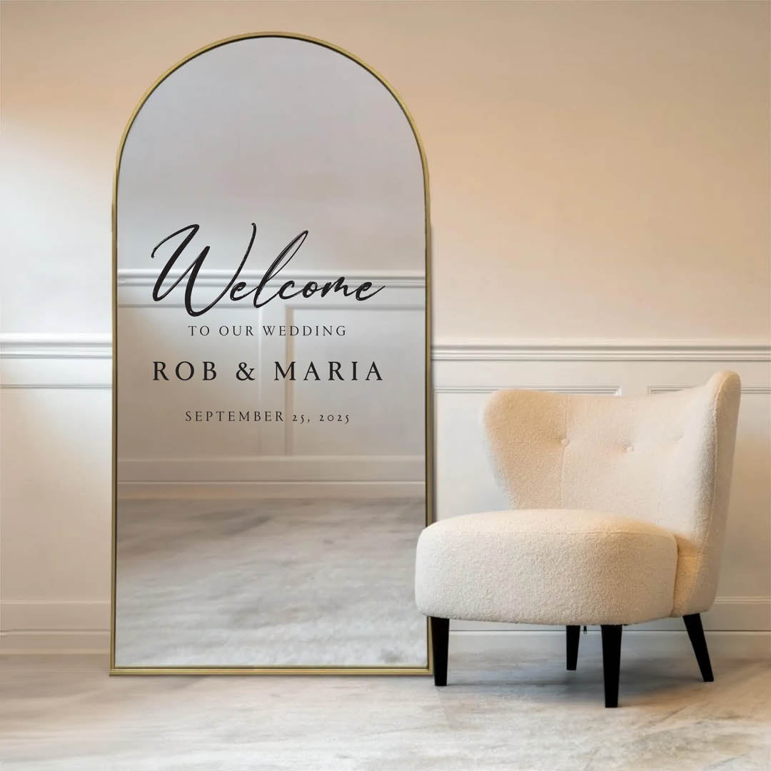 Personalised Wedding Welcome Sign – Custom Vinyl decal with Names & Colours
