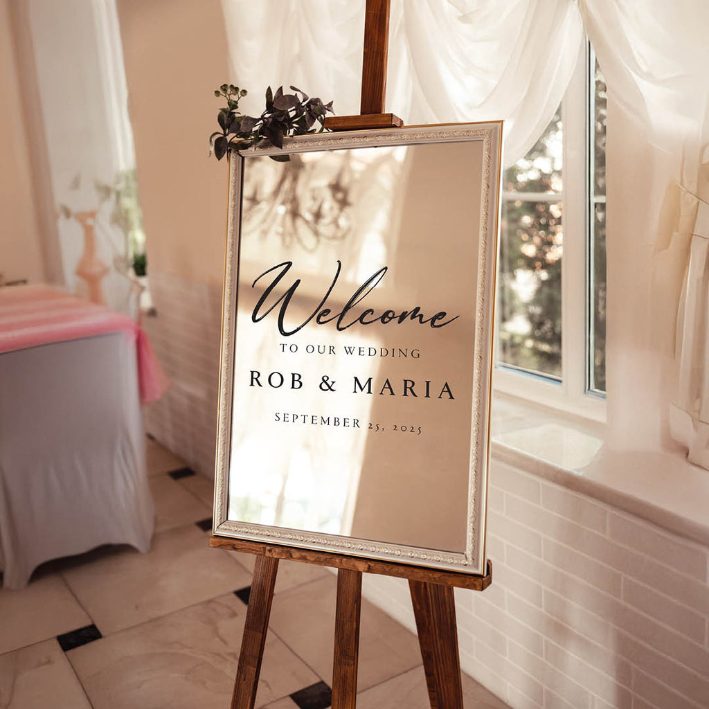 Personalised Wedding Welcome Sign – Custom Vinyl decal with Names & Colours