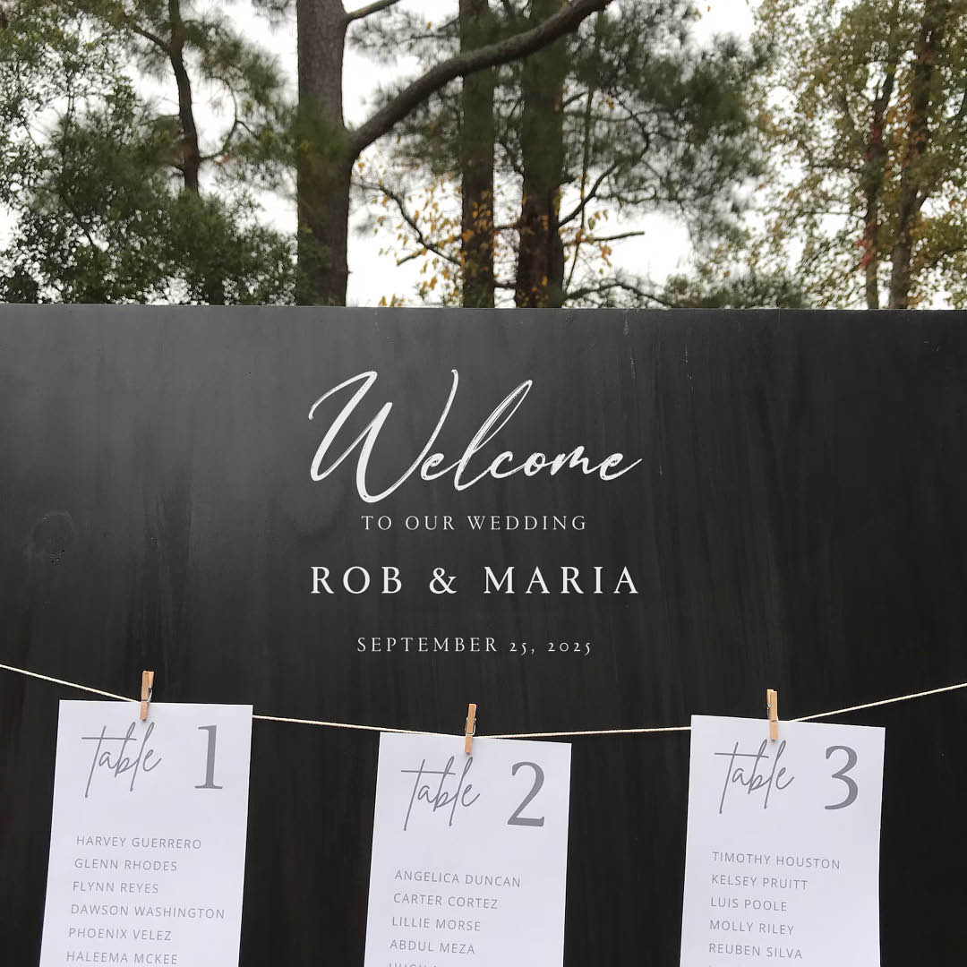 Personalised Wedding Welcome Sign – Custom Vinyl decal with Names & Colours