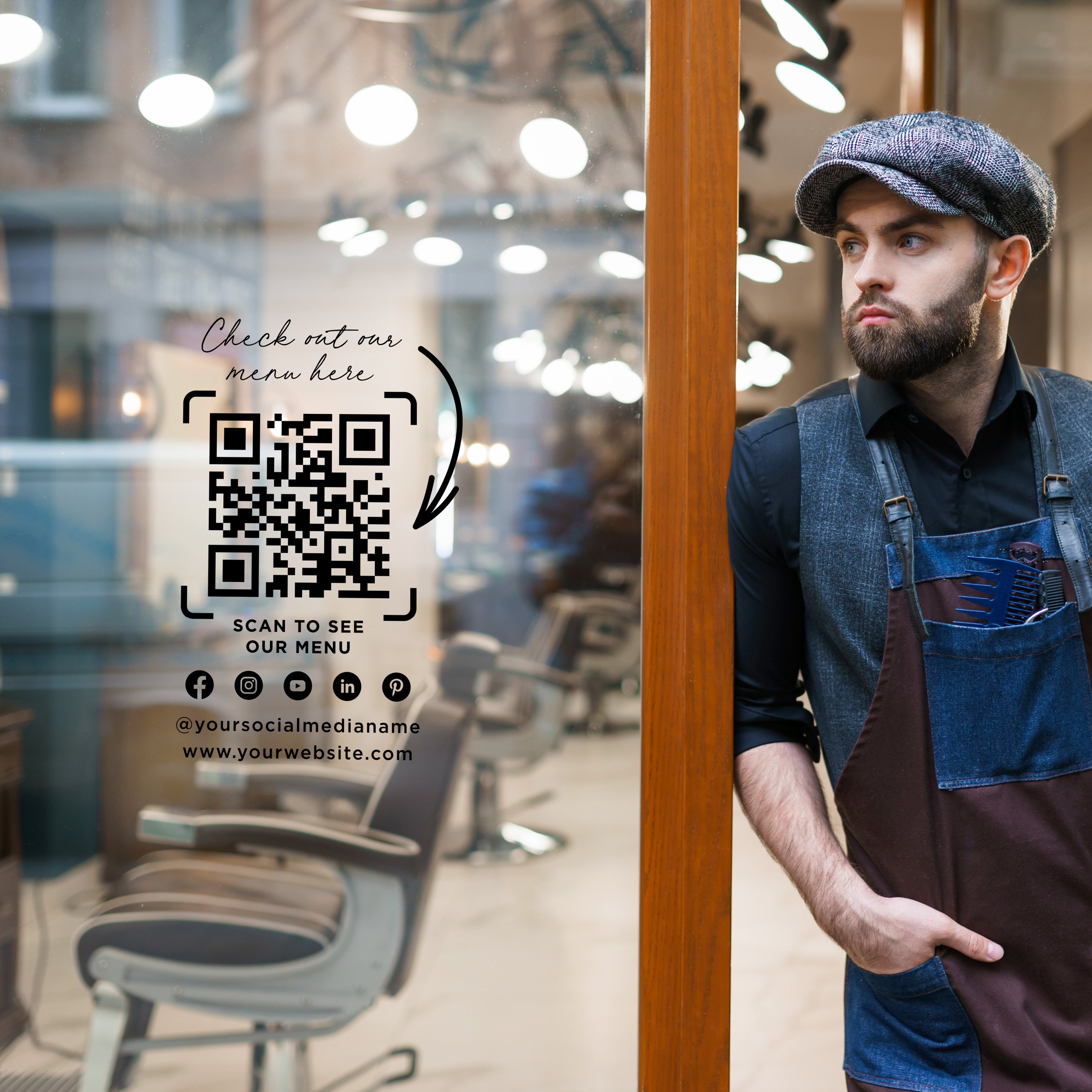 Custom QR Code & Social Media Vinyl Decal – Personalised Sticker for Menus, Shops, Salons & Small Businesses