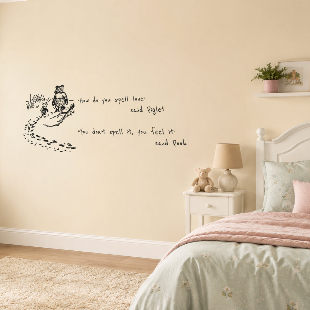 Winnie the Pooh & Piglet Love Quote Vinyl Wall Decal – Official Disney Nursery Wall Sticker