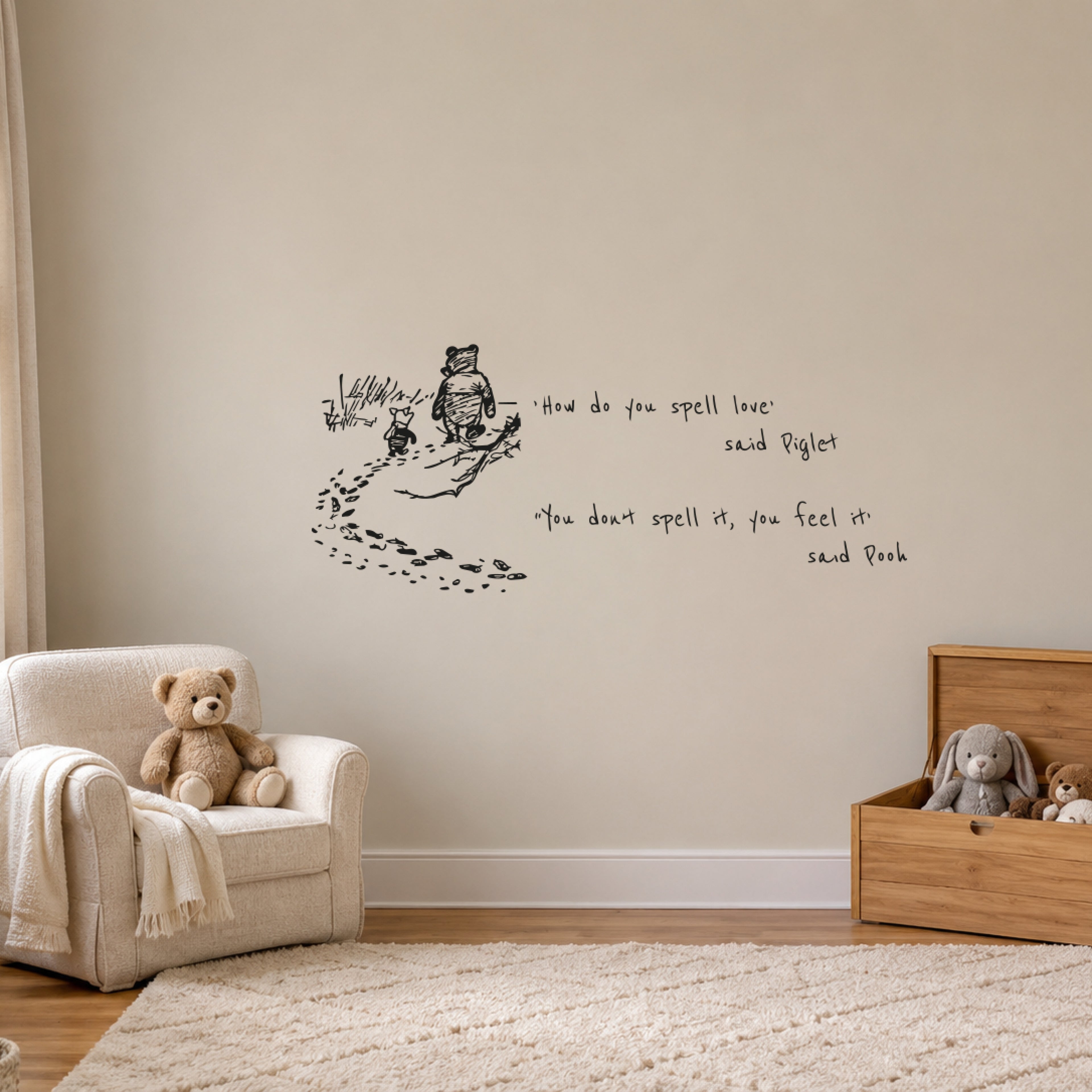 Winnie the Pooh & Piglet Love Quote Vinyl Wall Decal – Official Disney Nursery Wall Sticker