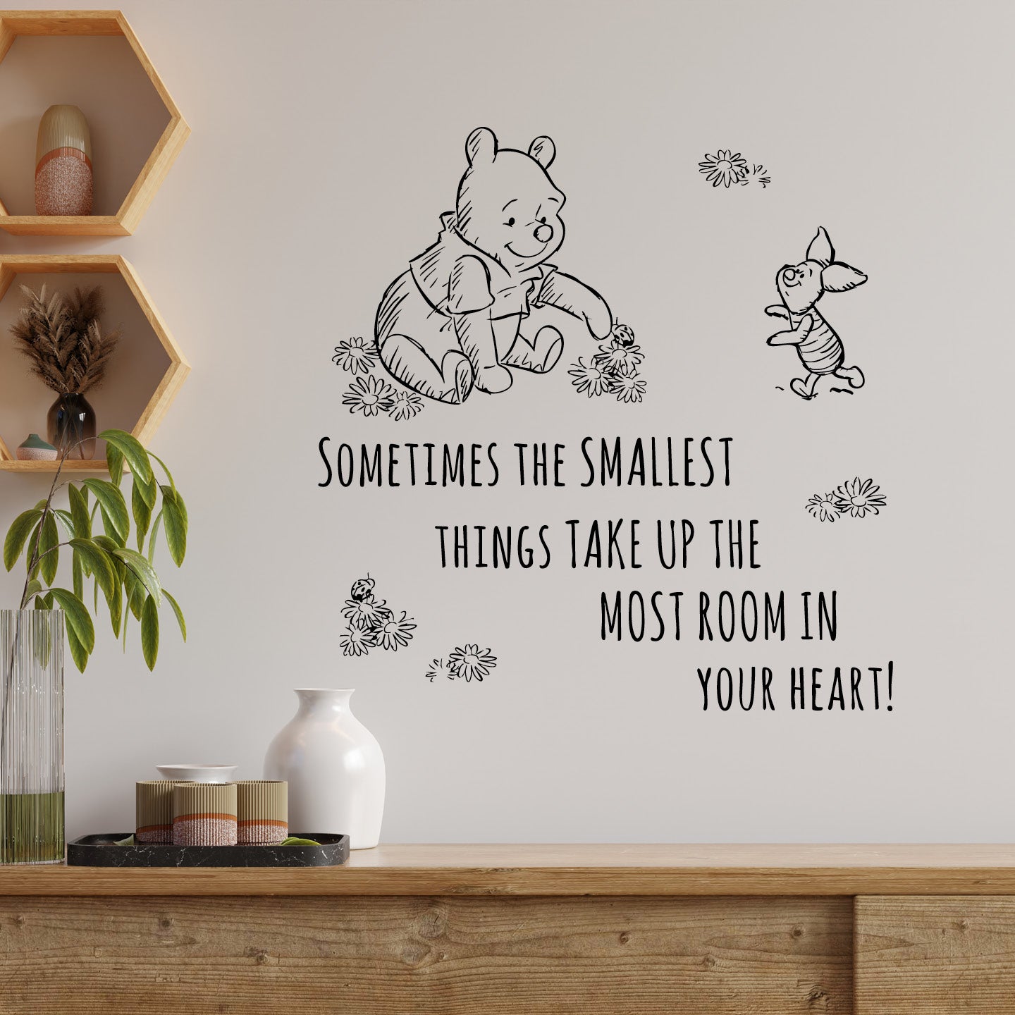 Winnie the Pooh Wall Decal – Nursery & Kids Room Vinyl Wall Sticker, Disney Pooh Bear Wall Art, Baby Shower & Playroom Decor