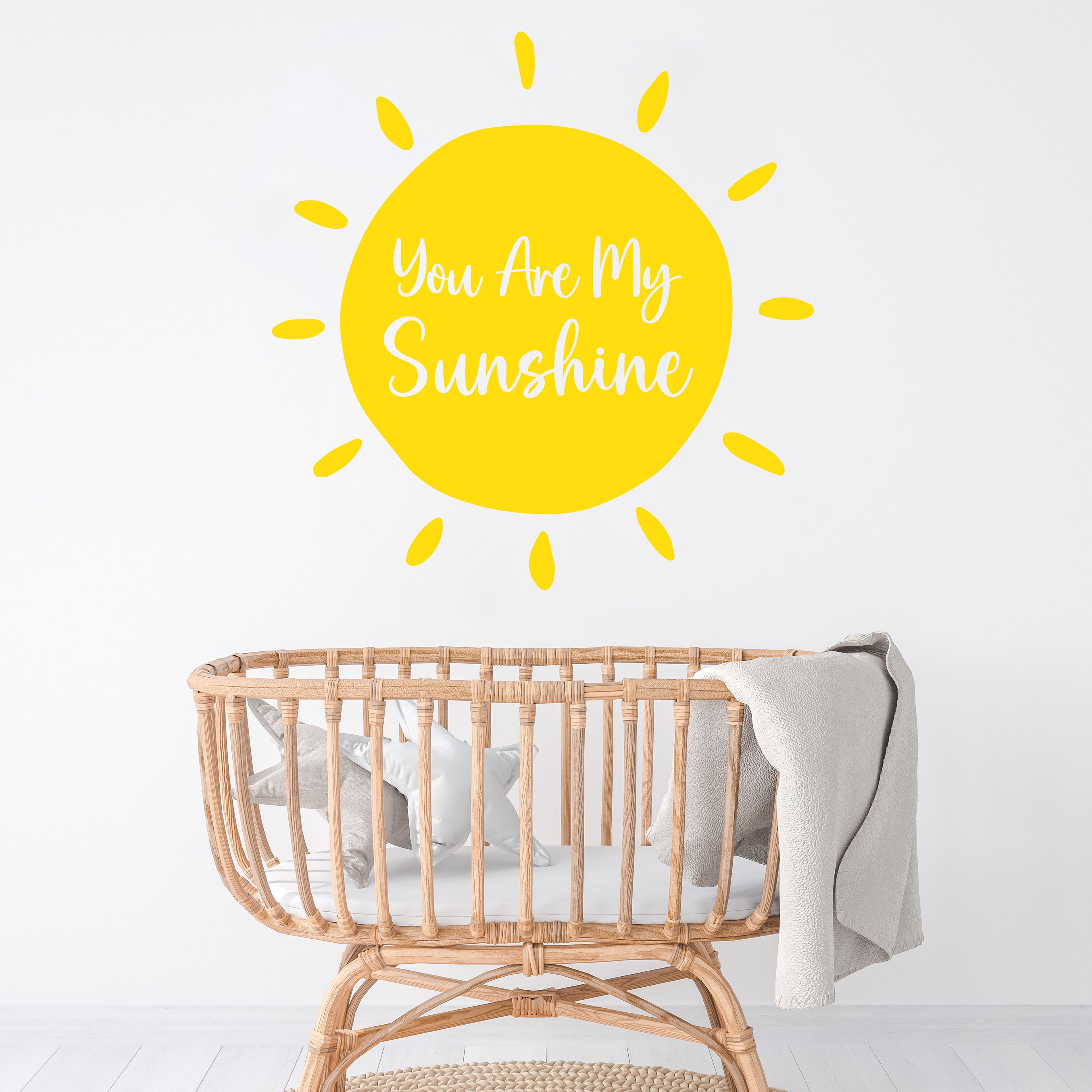 You Are My Sunshine Wall Decal Sticker – Nursery Wall Art Vinyl Quote for Baby Room, Girls or Boys Bedroom Decor