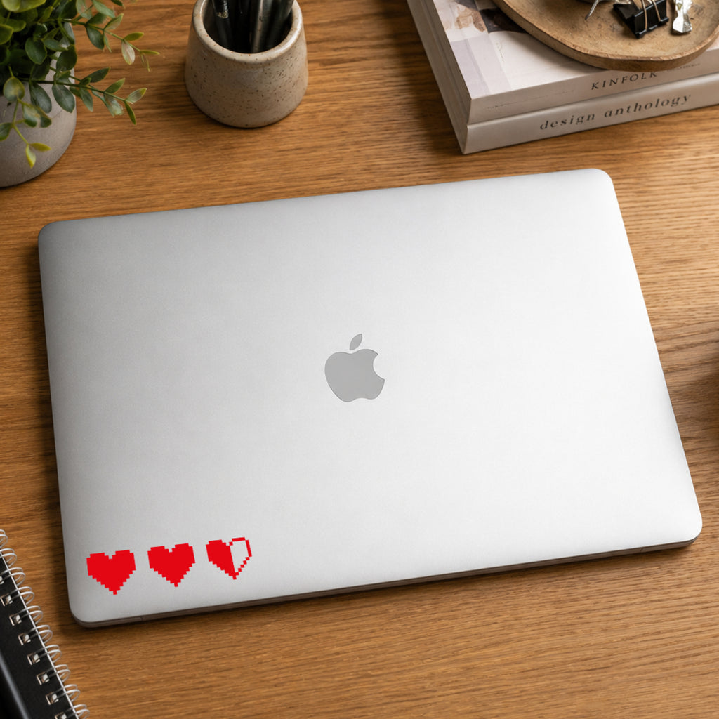 Pixel Heart Health Bar Vinyl Decal – Retro Gaming Life Hearts Sticker