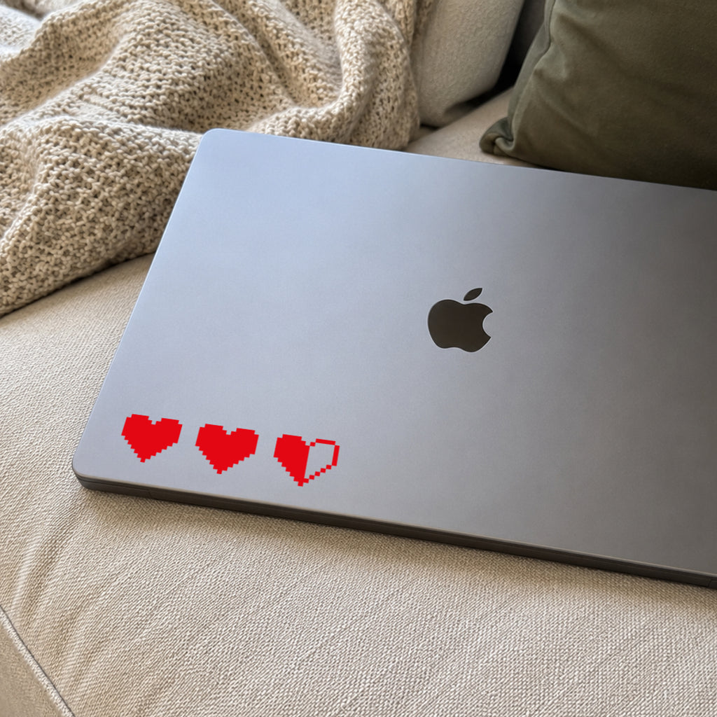 Pixel Heart Health Bar Vinyl Decal – Retro Gaming Life Hearts Sticker